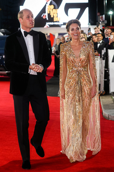 Kate Middleton and Prince William attend the world premiere of James Bond's No Time to Die in London